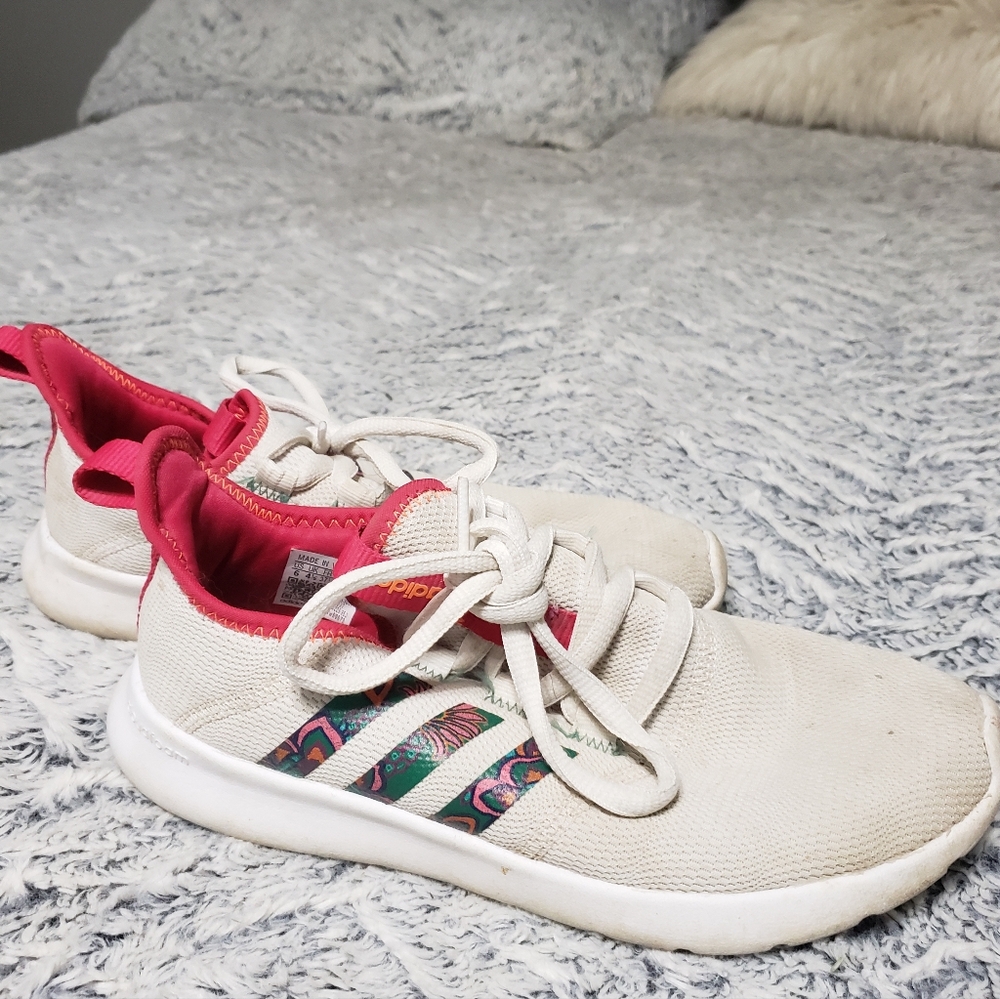 Adidas Women's Cream and Pink Sneakers